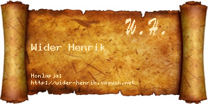 Wider Henrik névjegykártya